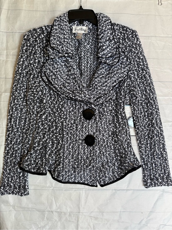 Joseph Ribkoff Jackets & Blazers - Joseph Ribkoff Black and White Textured Knit Blazer tweed ruffled collar jacket